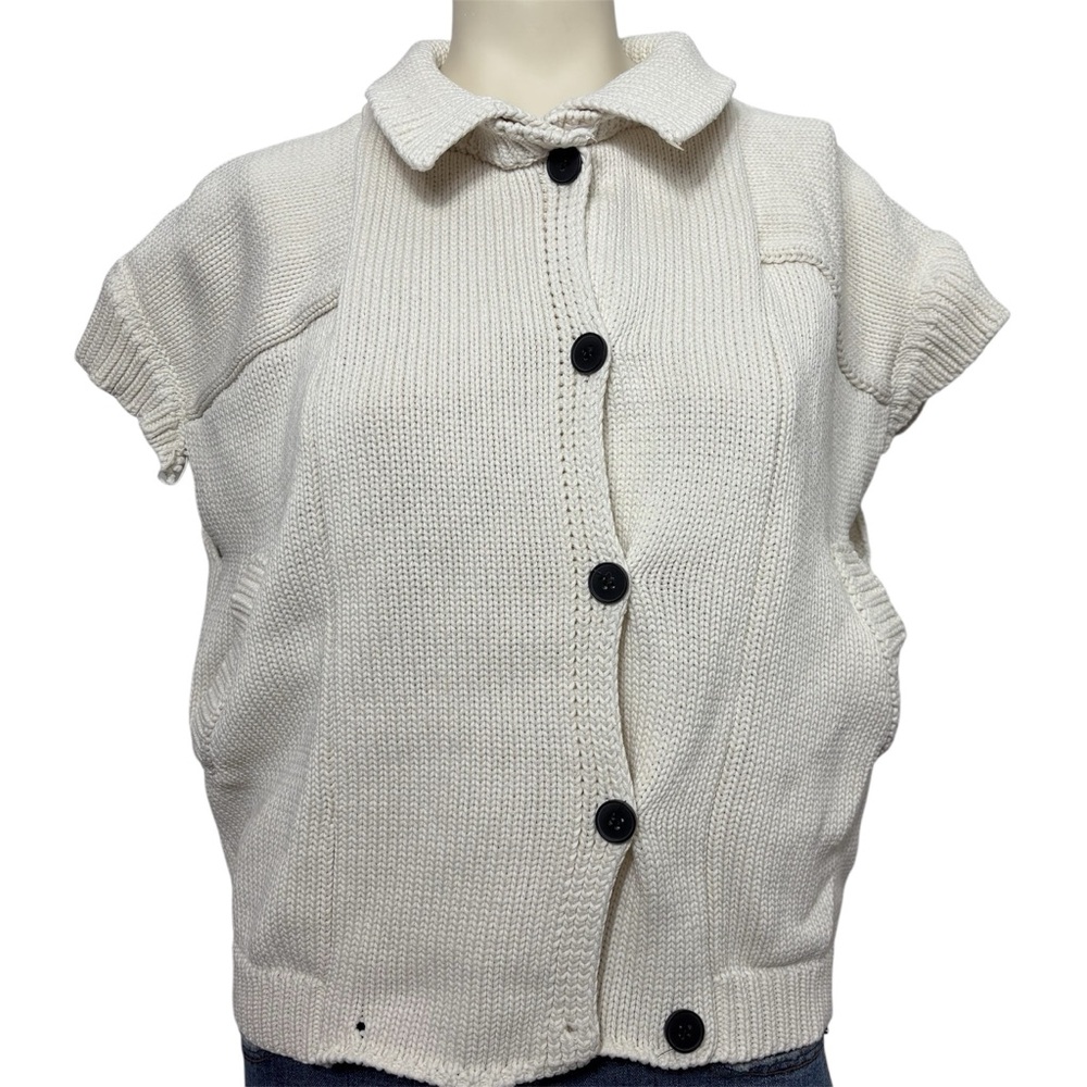 Böhme white knit button down sweater
